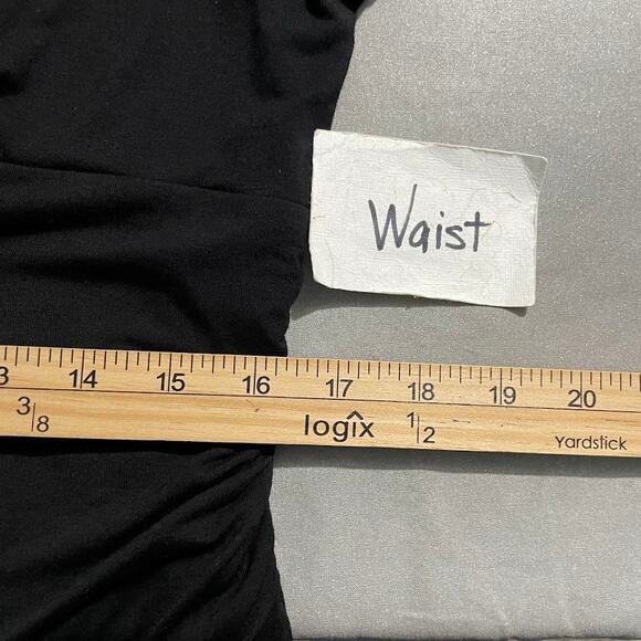 AB Studio Ruched Black Top Size XL Office Siren Blouson Stretch Knit Preppy Y2K - Picture 9 of 11